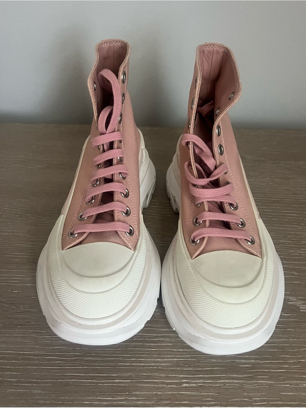 Alexander McQueen Blush Pink High-Top Chunky Sneakers